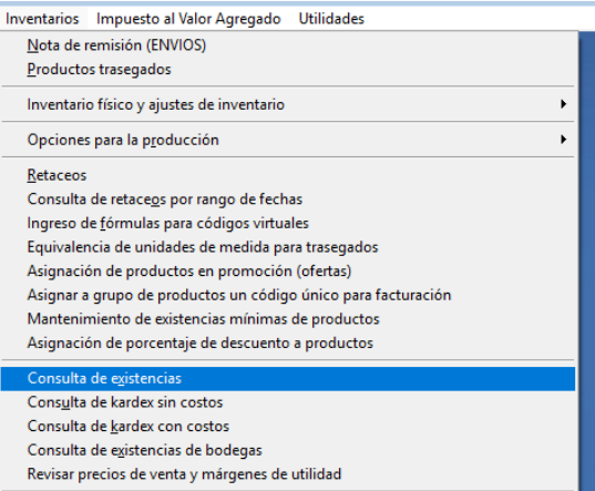 Consulta de existencias individual