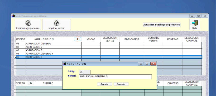 Modificar agrupación