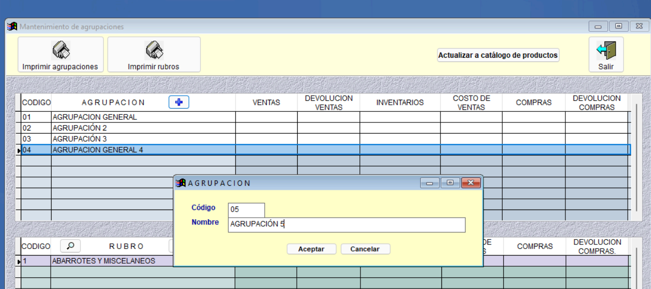 Crear nueva agrupación