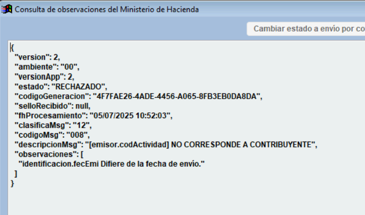 Rechazo por Actividad